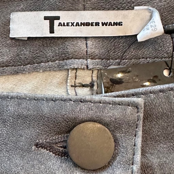 NWT - T by Alexander Wang Gray Stretch Distressed 100% Lamb Leather Pants -Sz 29 - Picture 9 of 16